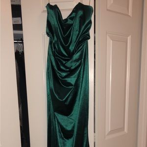 Emerald Green Satin Evening dress